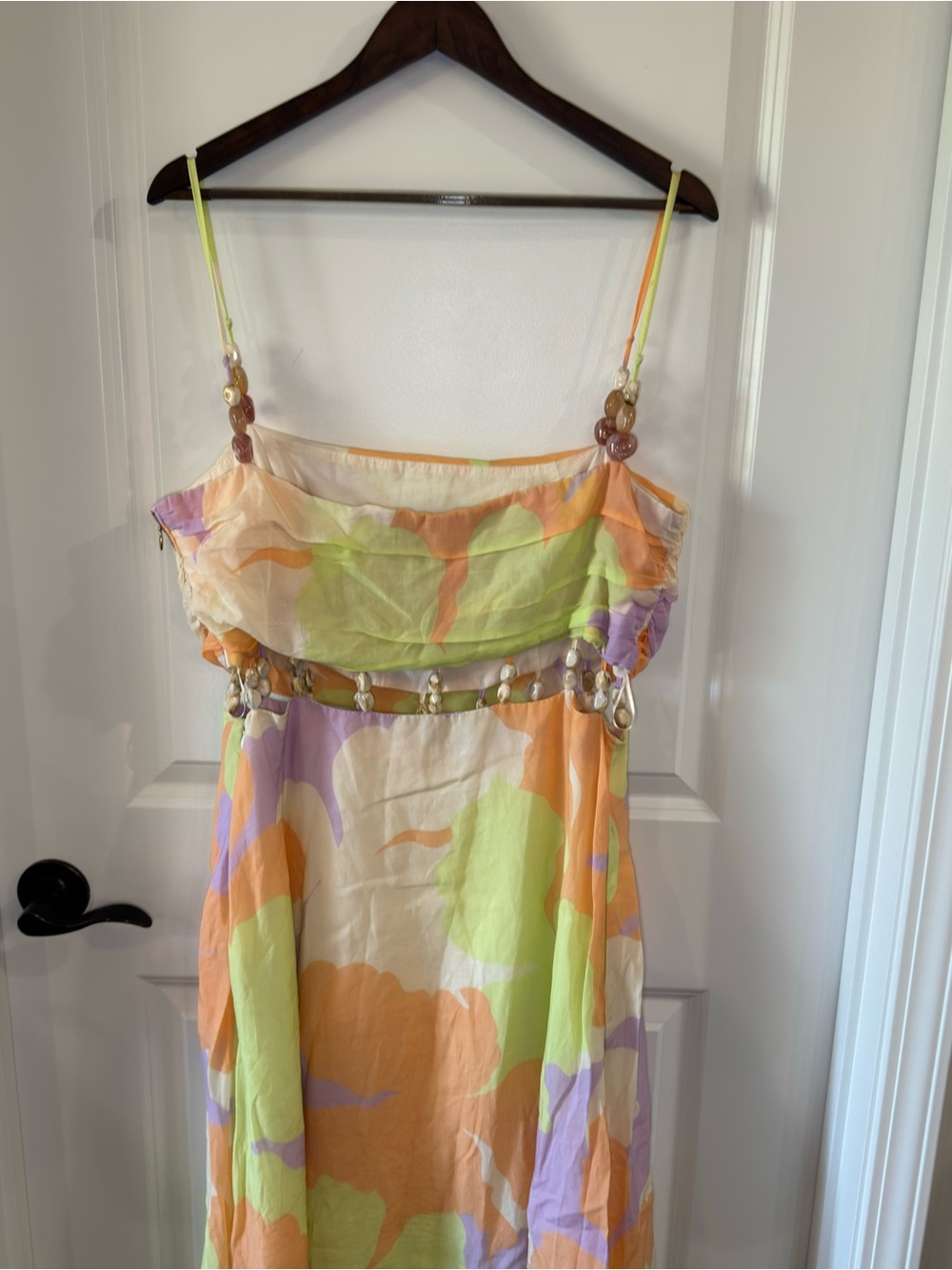 AMUR Georgie Beaded Waist Midi Dress in Multi - Picture 14 of 16